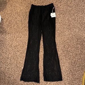 BLU PEPPER Vintage black Lace Pants w Flare Bottom size: small